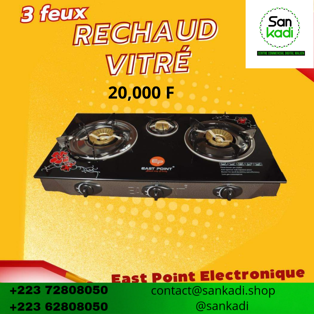 3 feux réchaud vitré